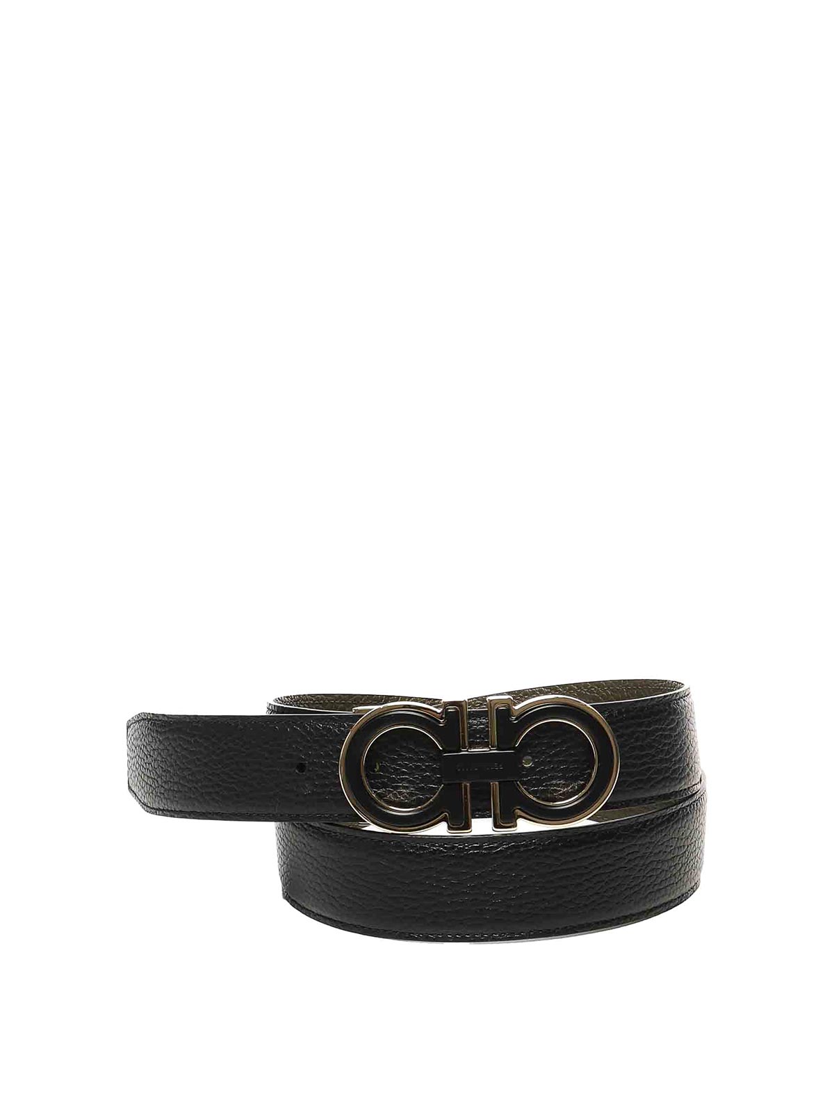Ferragamo Gancini-buckle Leather Belt In Black