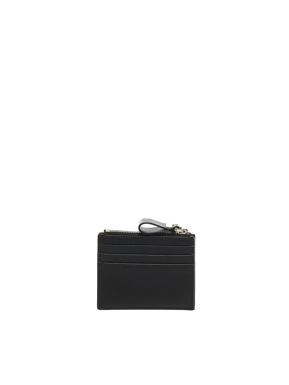 Valentino Rockstud Zip Around Card Holder In Black