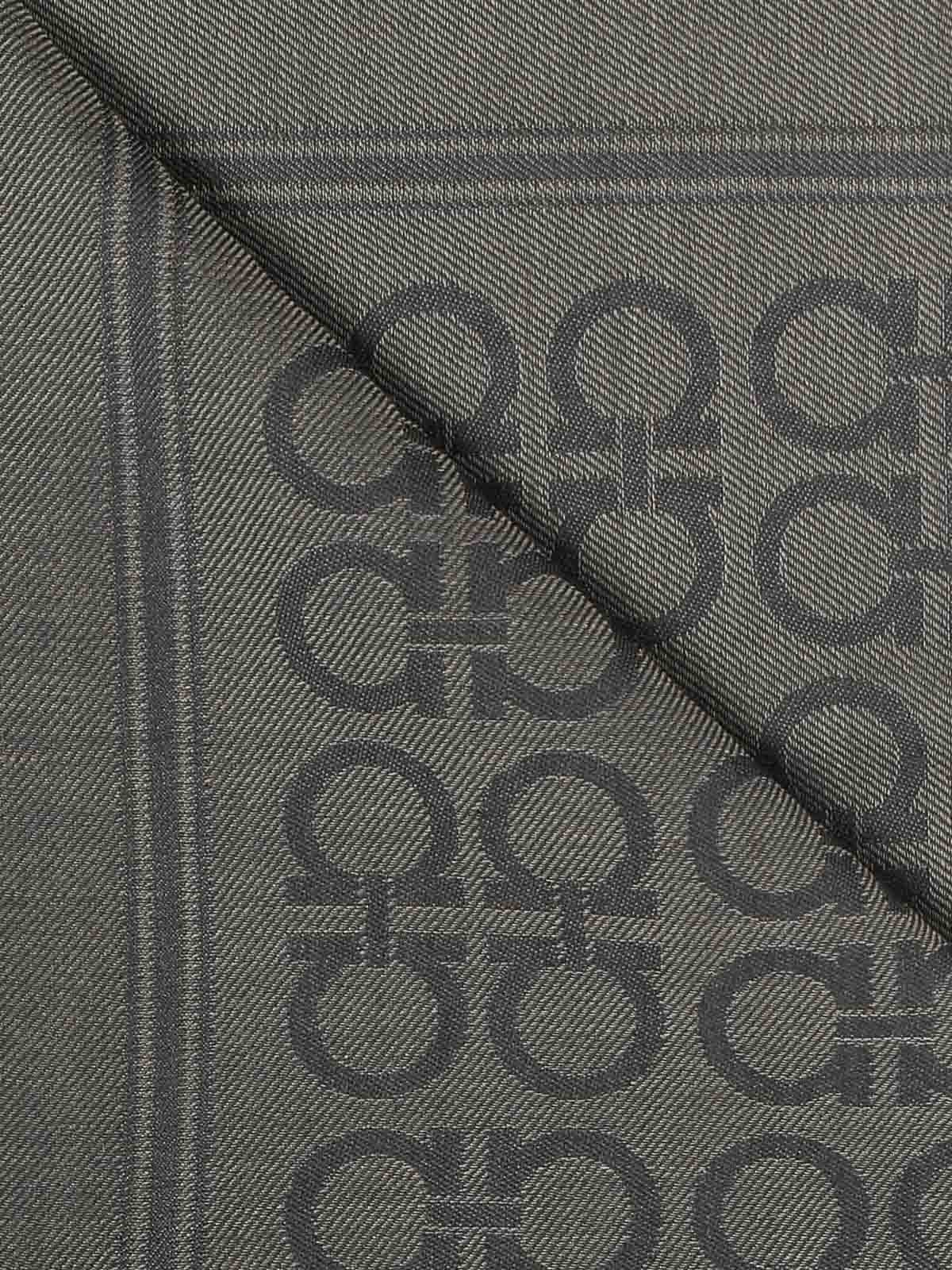 Ferragamo Gancini Square Stole In Gray