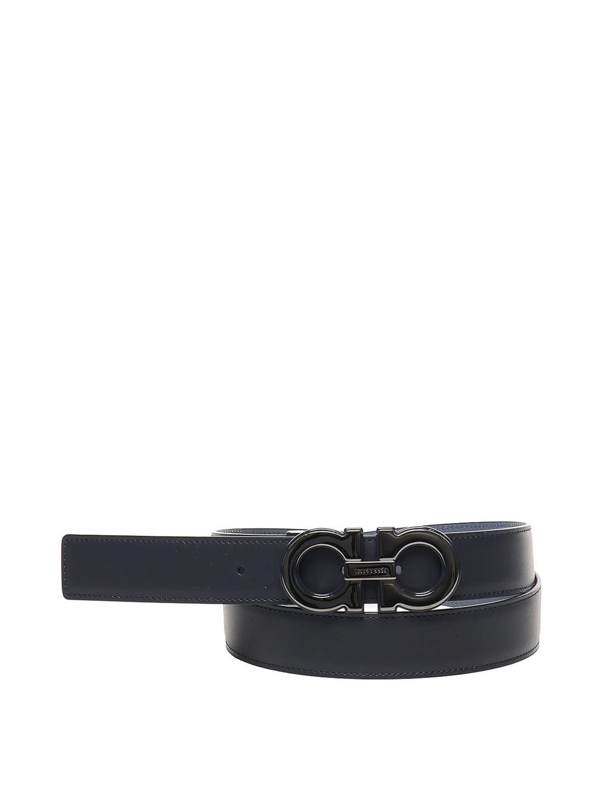 Ferragamo Reversible Gancini Belt In Blue