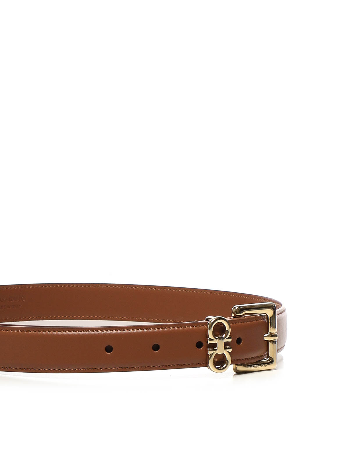 Ferragamo Fixed Belt With Double Hooks In Brown