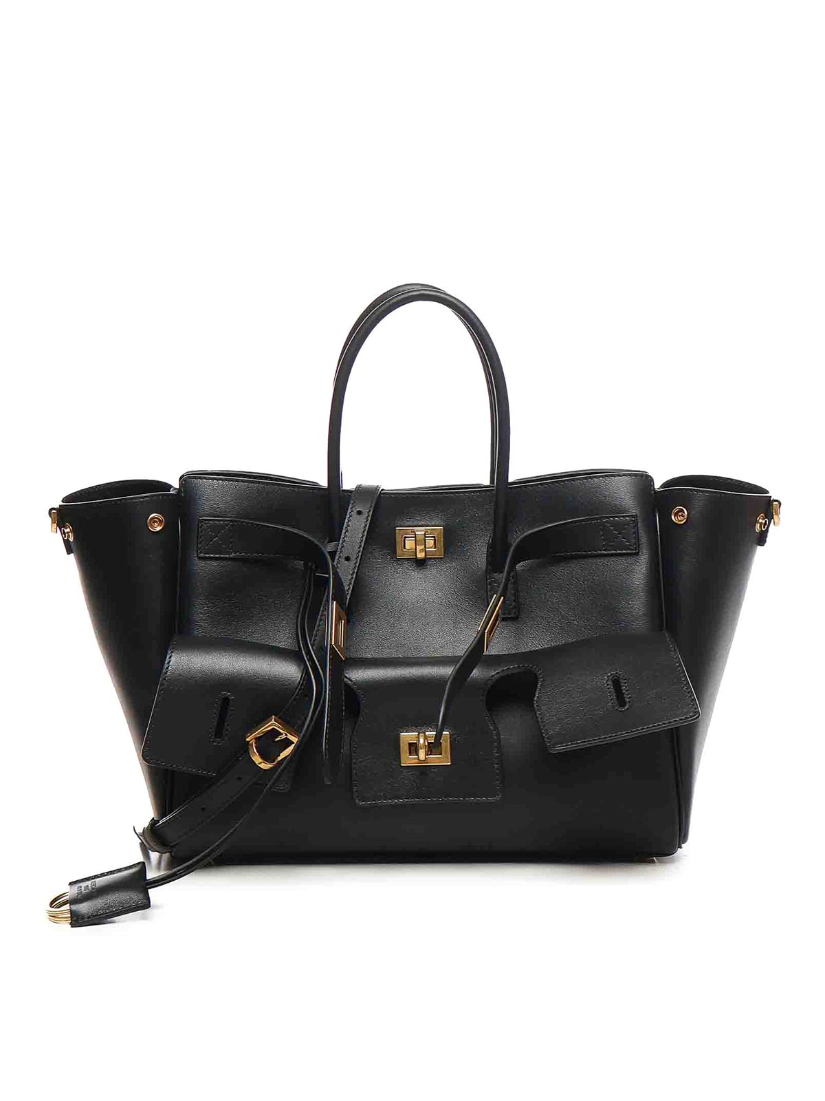 Balenciaga Small Bell Air Leather Tote Bag In Black