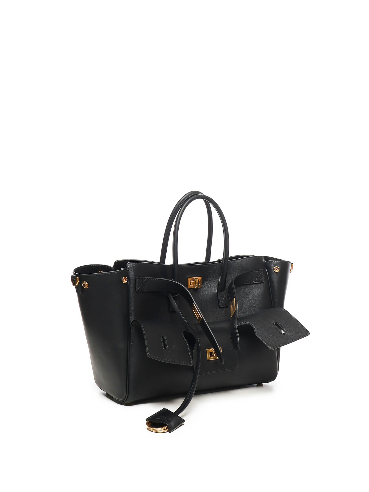 Balenciaga Small Bell Air Leather Tote Bag In Black