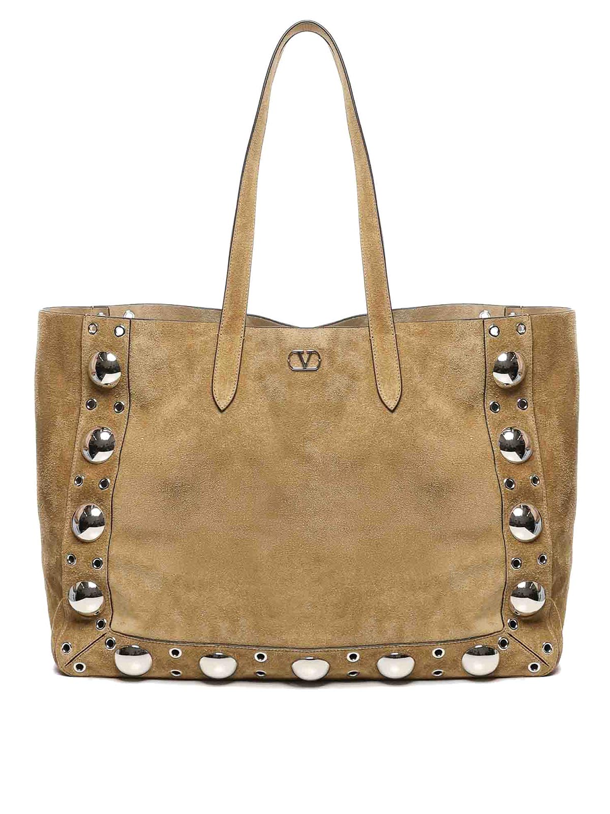 Valentino Nellcote Medium Suede Tote Bag In Sand