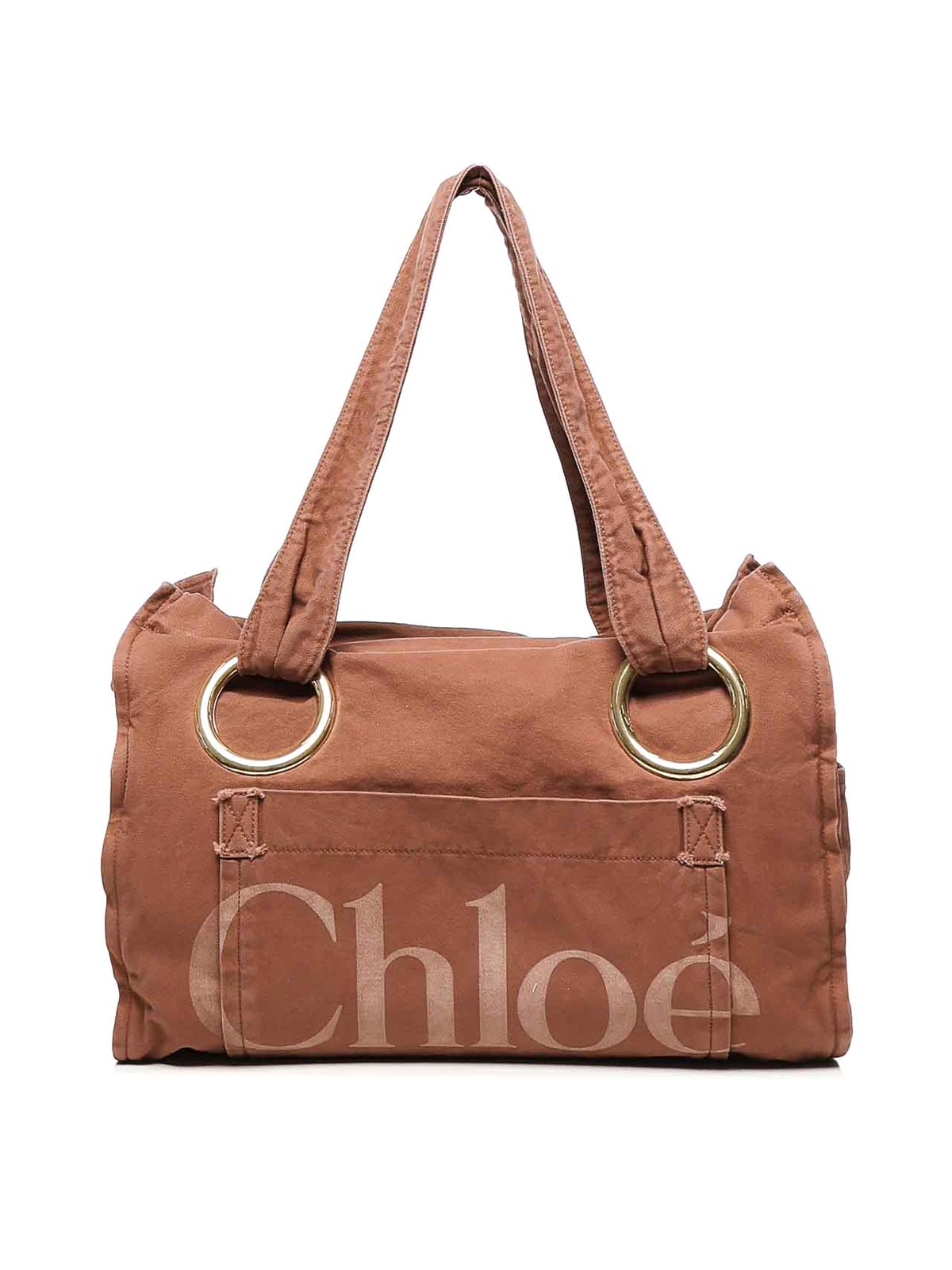 Chloé Cotton Plage Tote Bag In Nude
