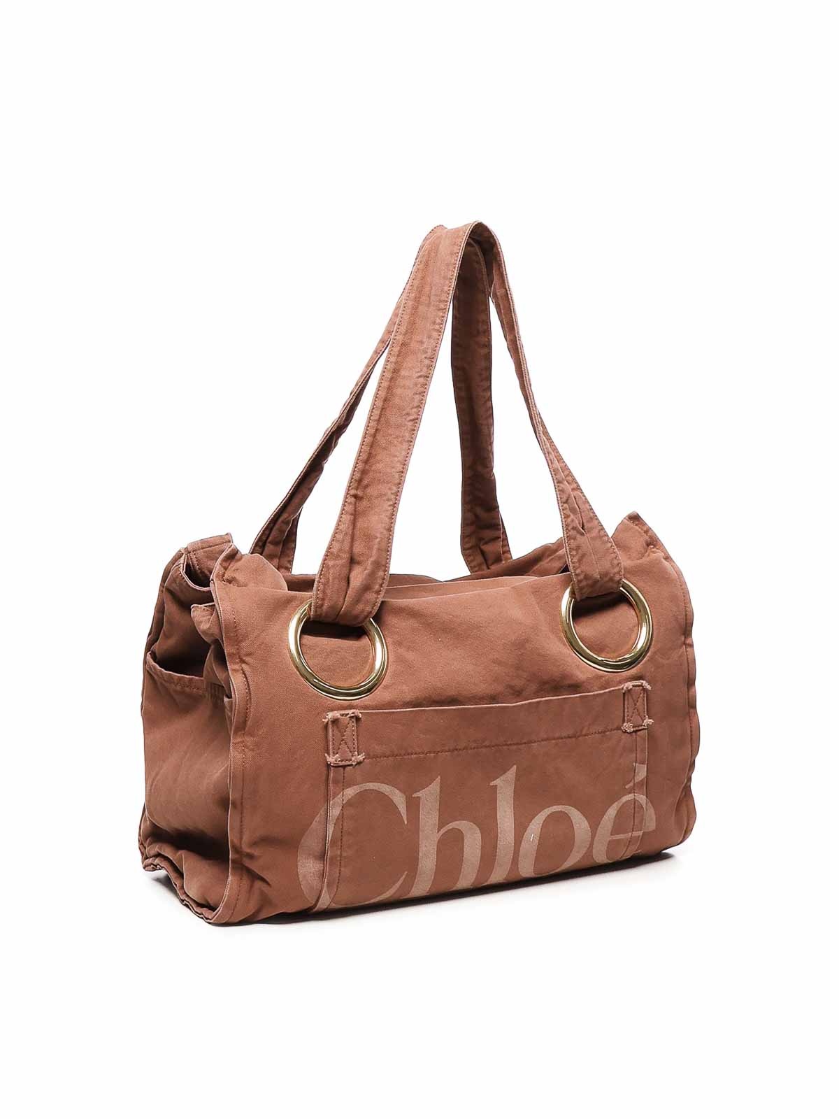 Chloé Cotton Plage Tote Bag In Nude