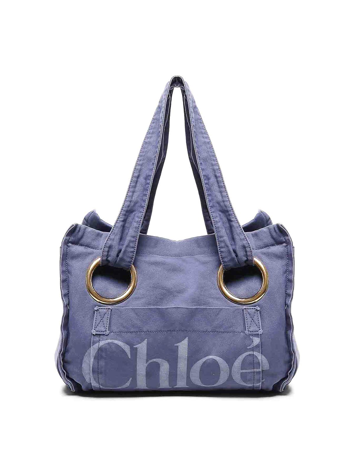 Chloé Cotton Plage Tote Bag In Blue
