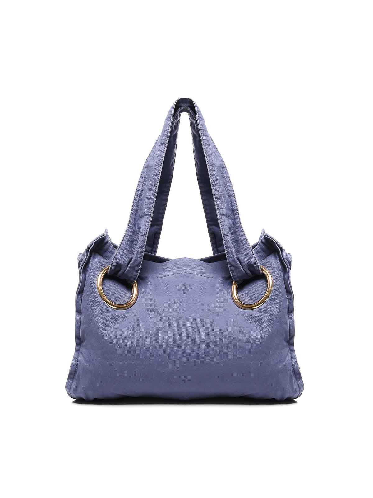 Chloé Cotton Plage Tote Bag In Blue