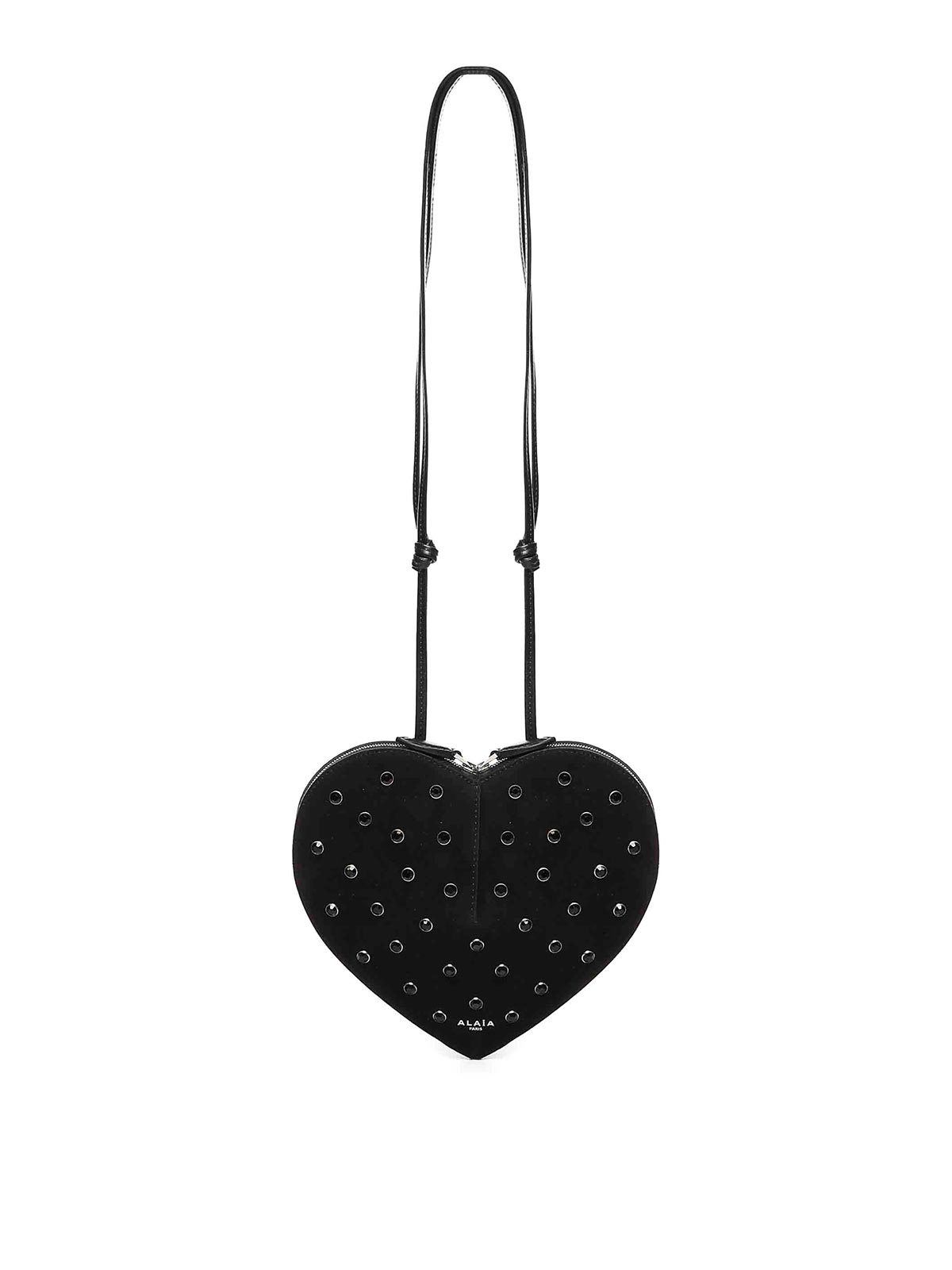 Alaïa Le Cur Goatskin Suede Bag With Rhinestones In Black