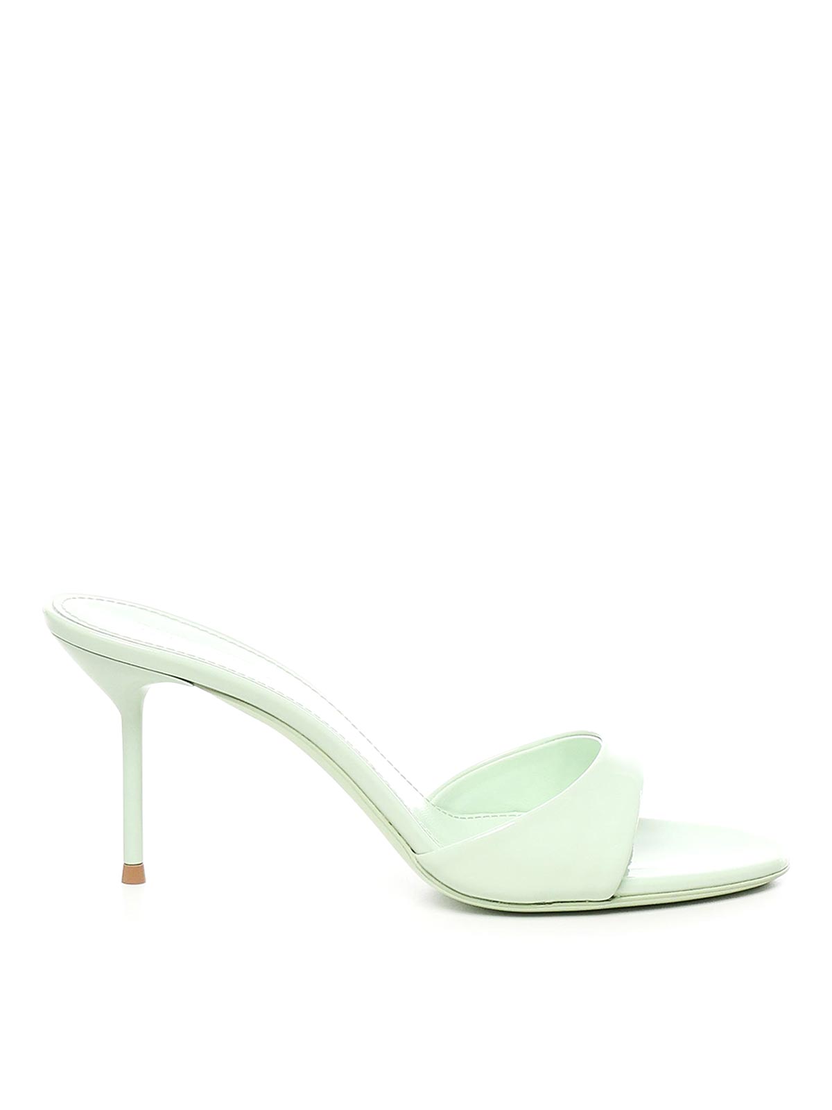 Paris Texas Green Stiletto Sandals With Glossy Finish In Green