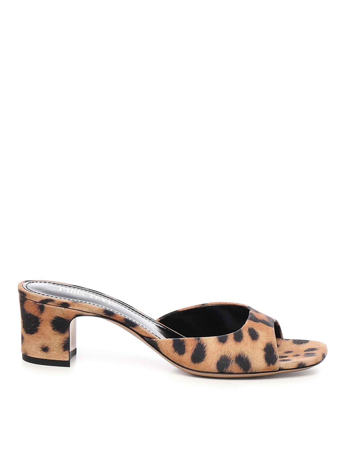 Paris Texas Lara Natural Leopard Heeled Mules In Neutral