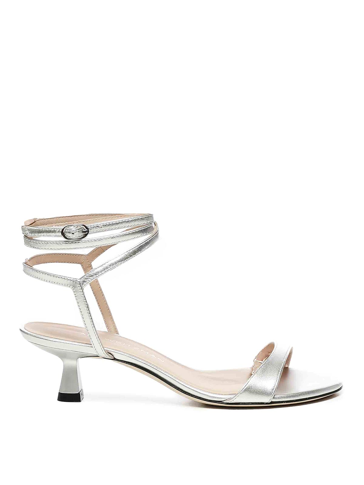 Stuart Weitzman Nudist Wrap Sandals In Silver