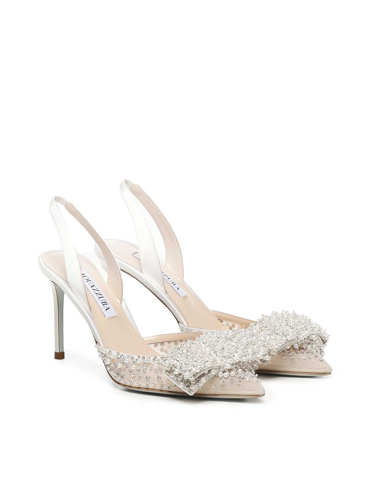 Aquazzura Slingback Melodie con perle e cristalli MDIMIDBRSAOFFF