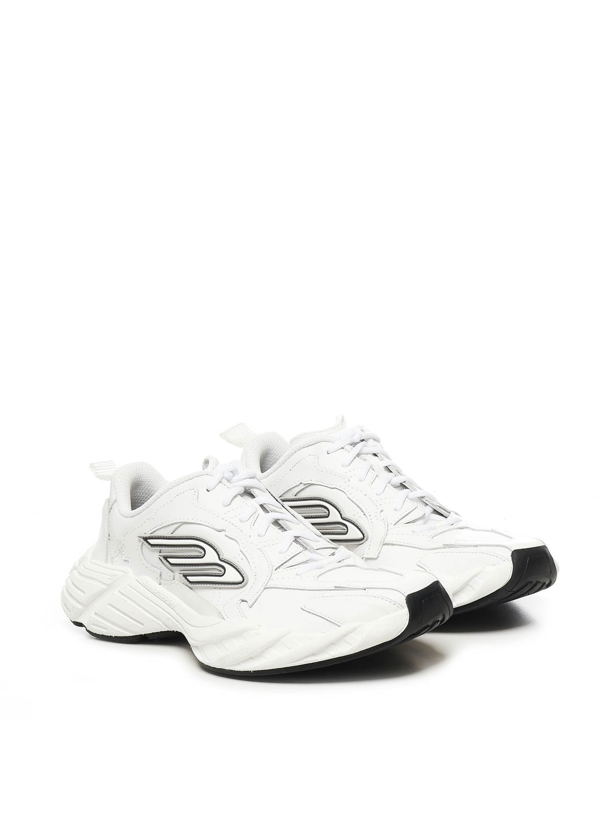 Balenciaga Low-top Sneakers With Embossed Geometric Details In White