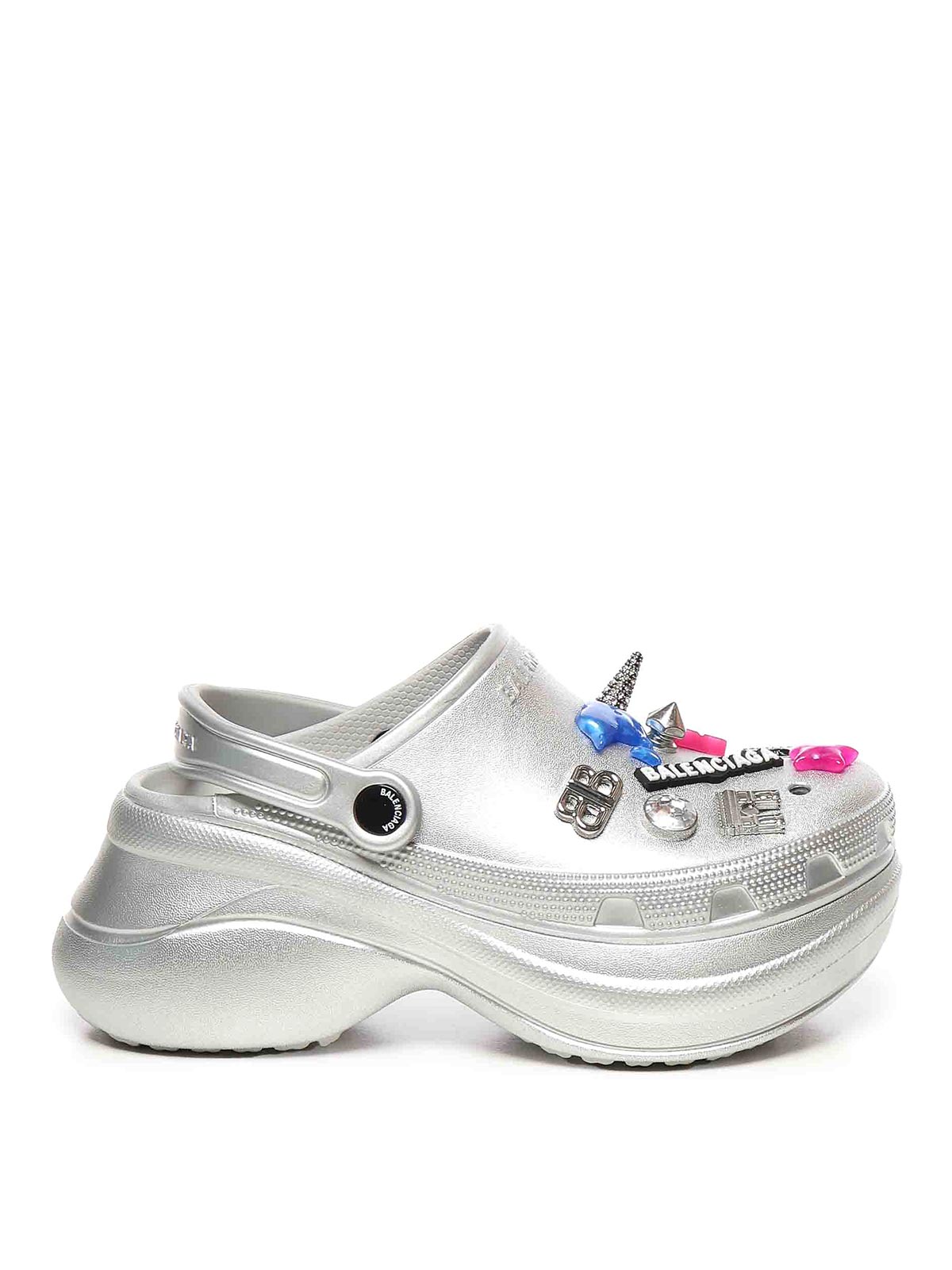 Balenciaga Crocs Jibbitz Clogs In Silver
