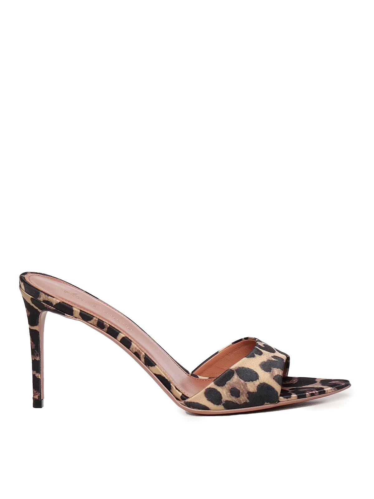 Giuliano Galiano Alixia Mule In Spotted Satin In Brown