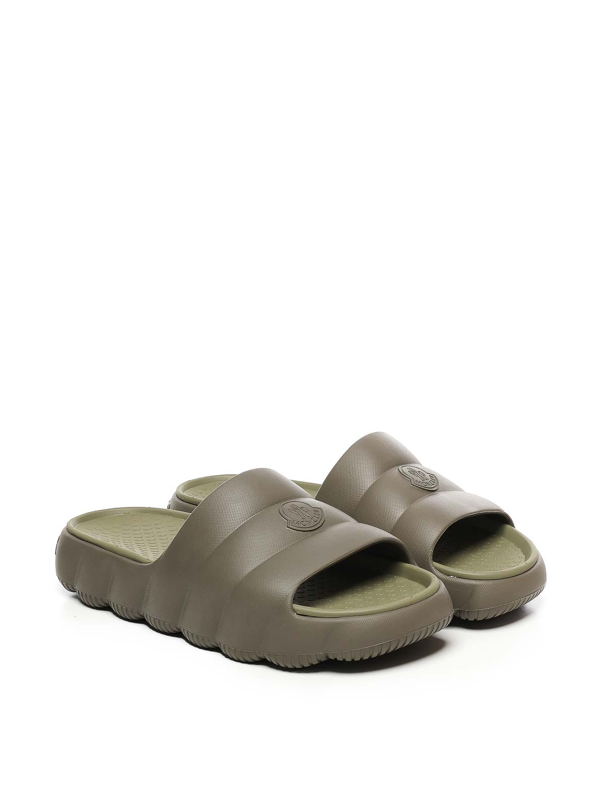 Moncler Quilted Lilo Slides In Green