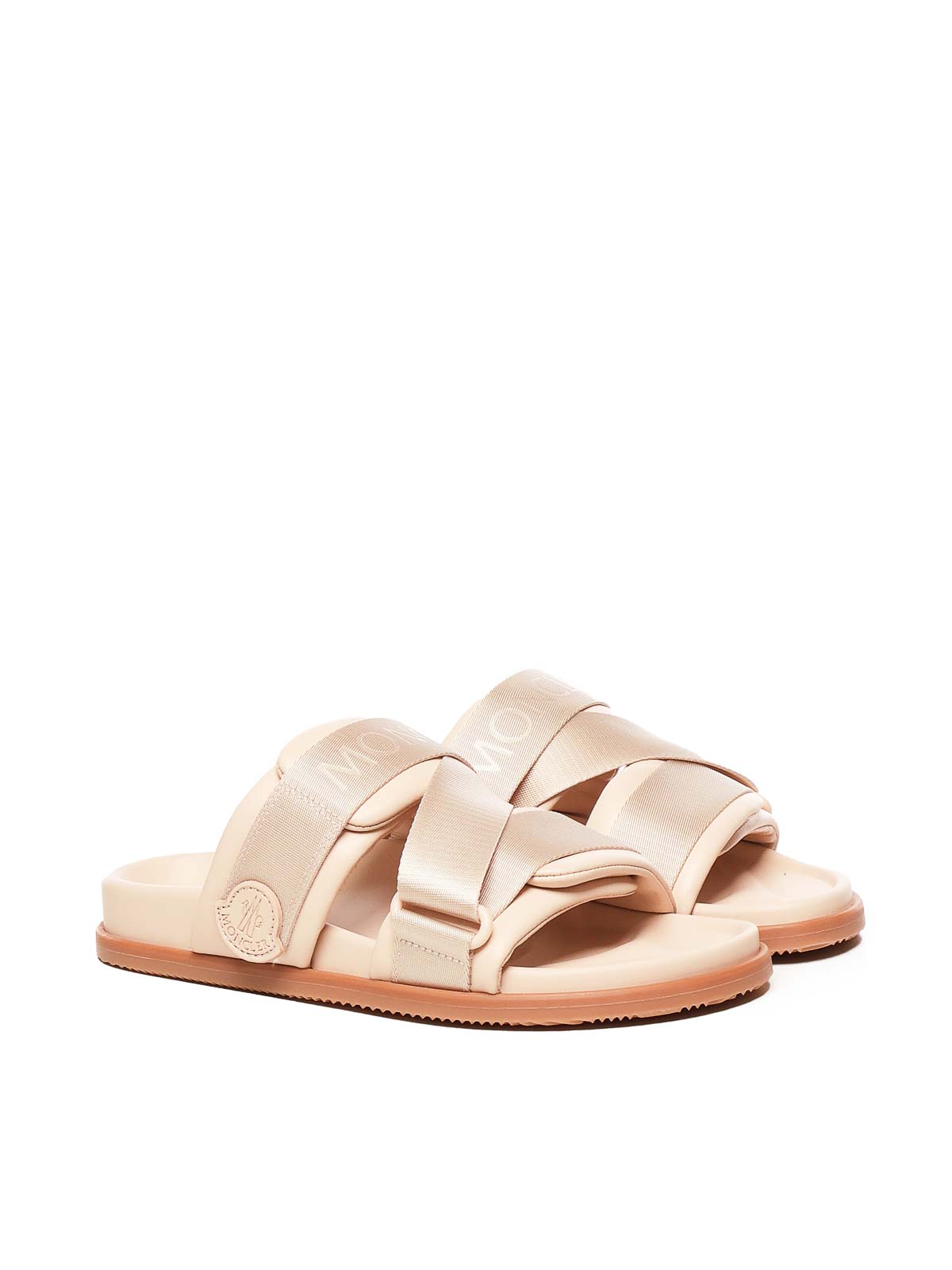 Moncler Slide Mon Summer In Nappa In Pink