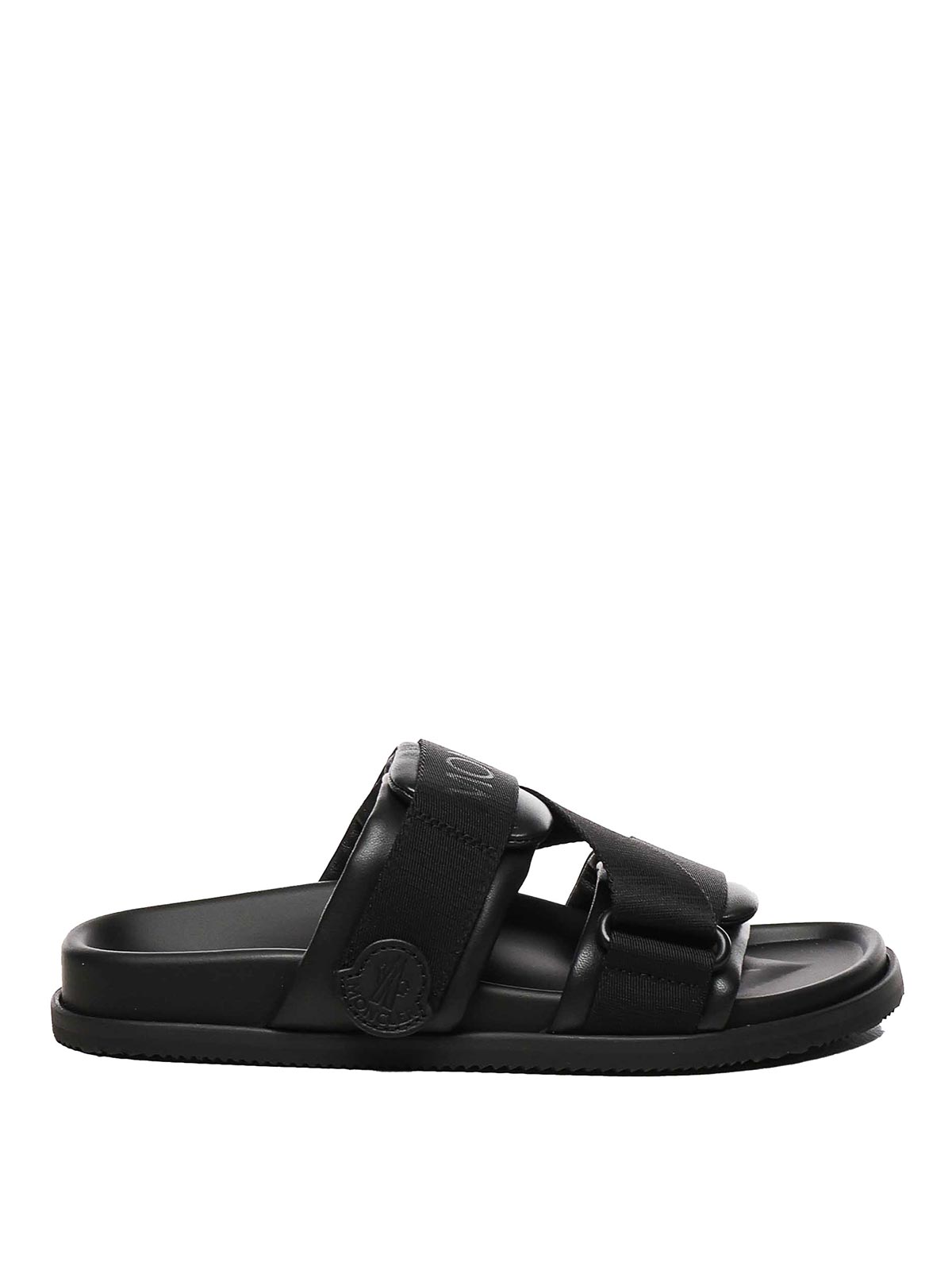 Moncler Slide Mon Summer In Nappa In Black