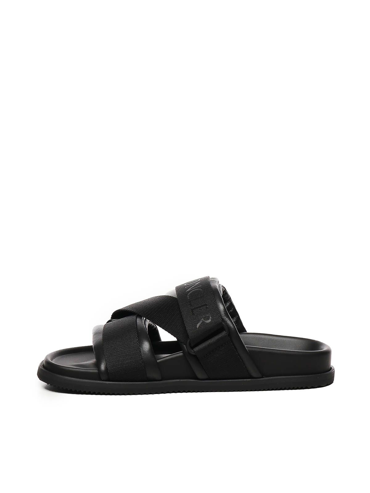 Moncler Slide Mon Summer In Nappa In Black