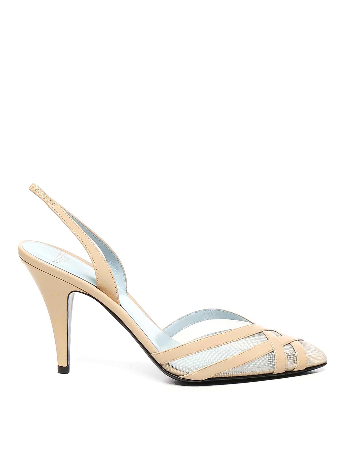 Valentino Impudance Slingback In Goatskin And Mesh In Sand