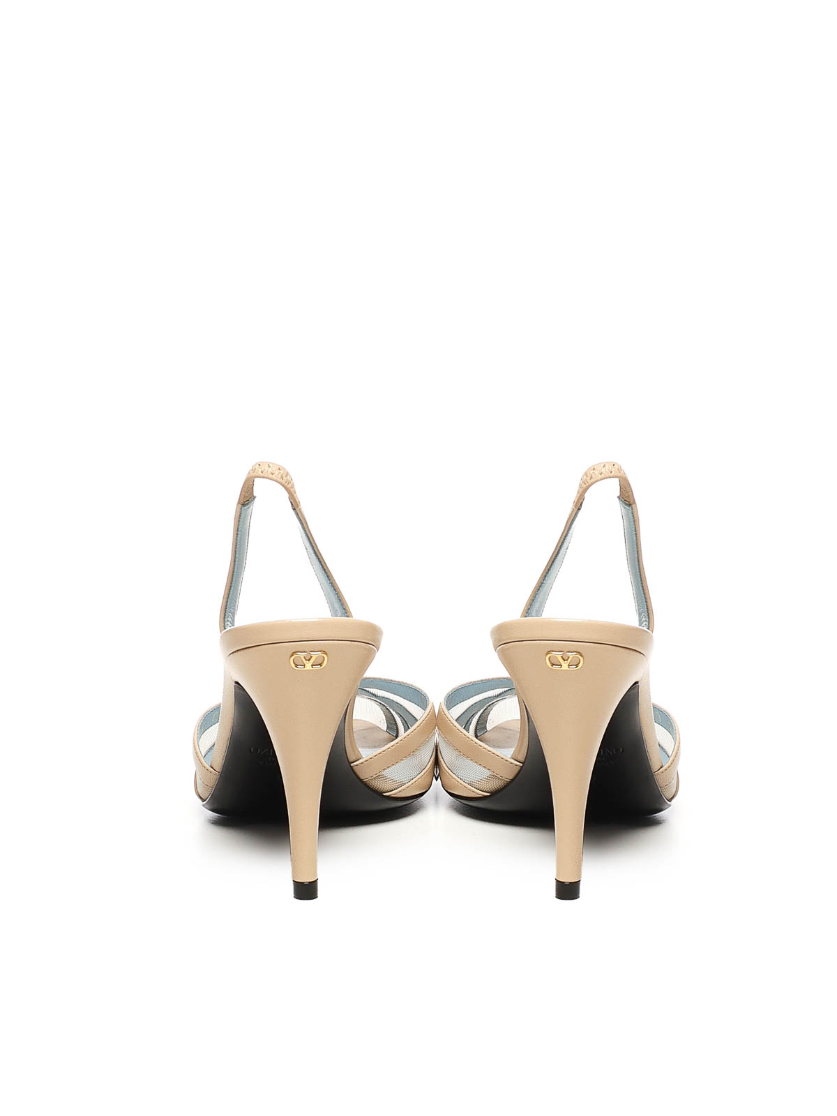 Valentino Impudance Slingback In Goatskin And Mesh In Sand
