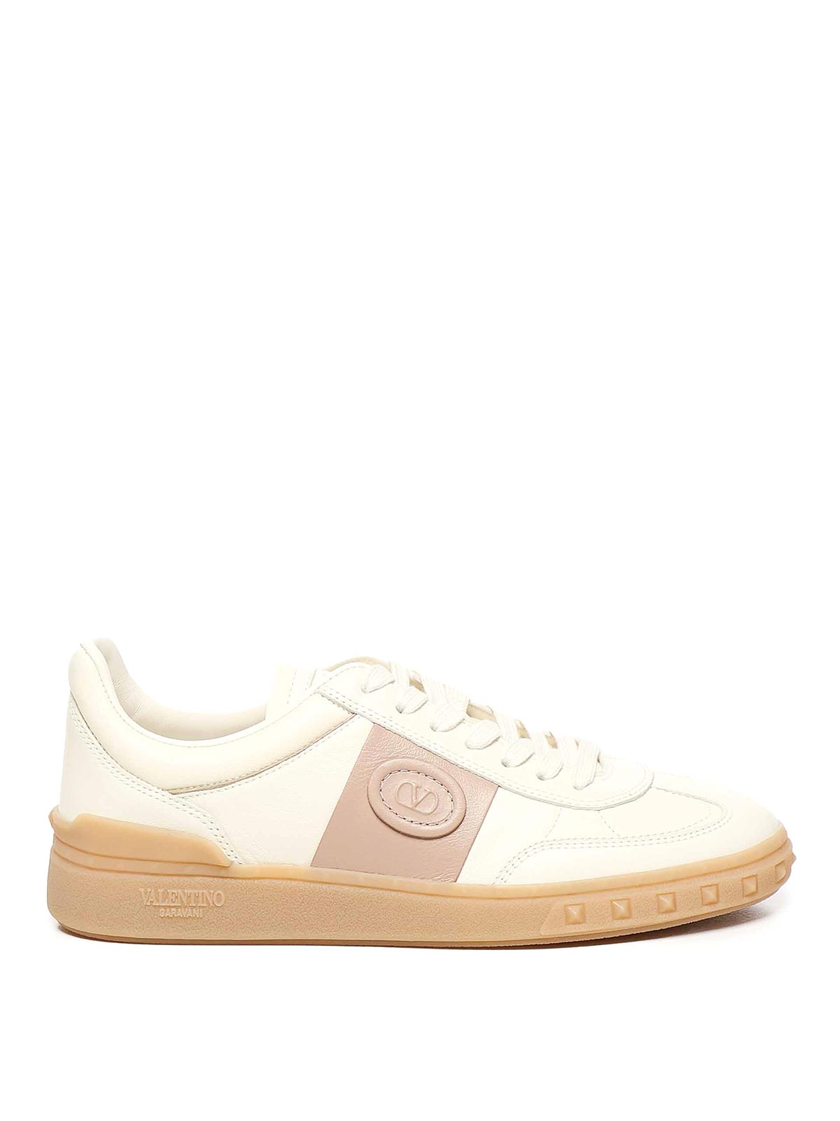 Valentino Upvillage Bicolor Stripe Low-top Sneakers In Nude