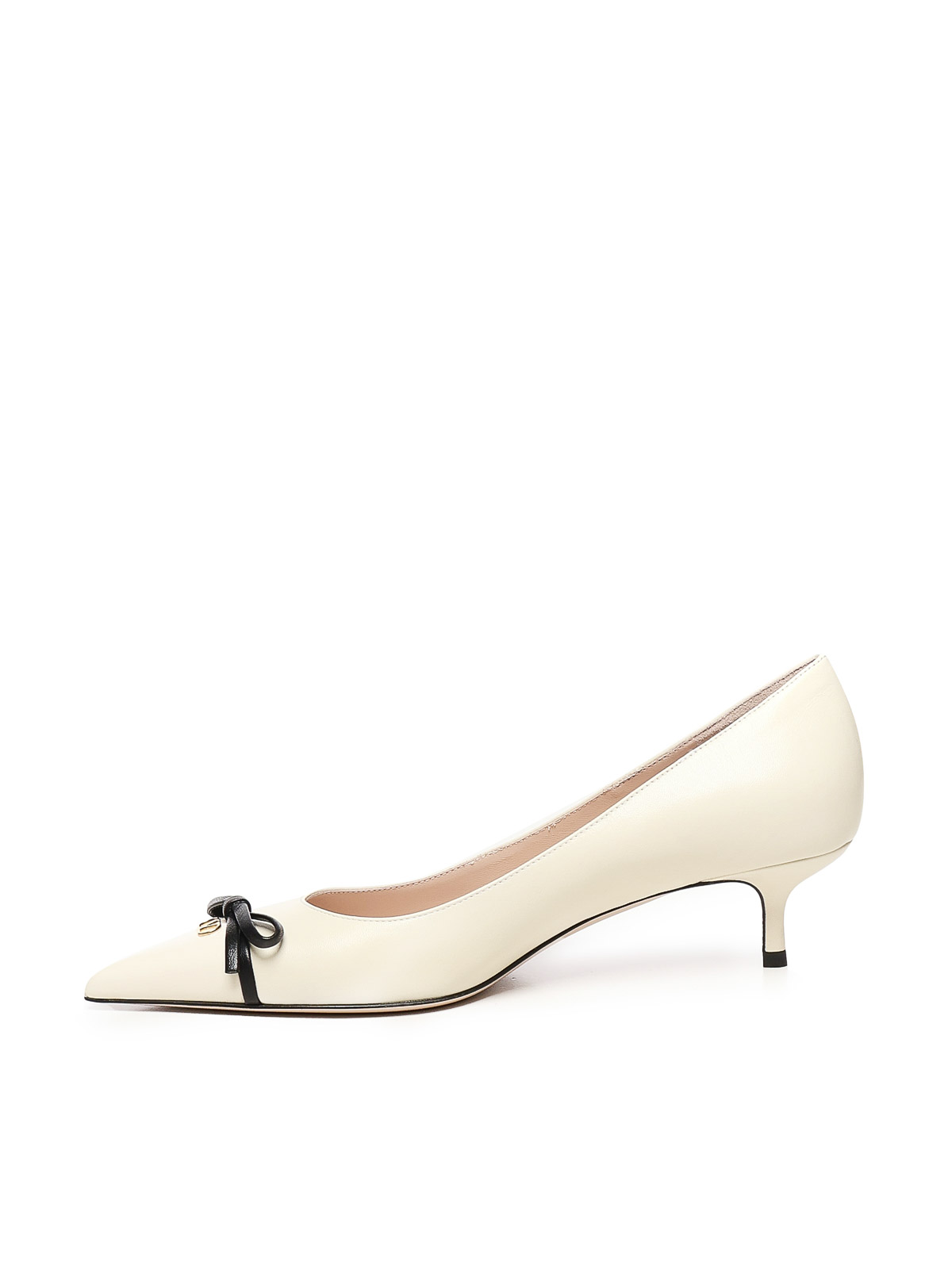 Valentino Bepointy Patent And Kid Leather Pumps In White