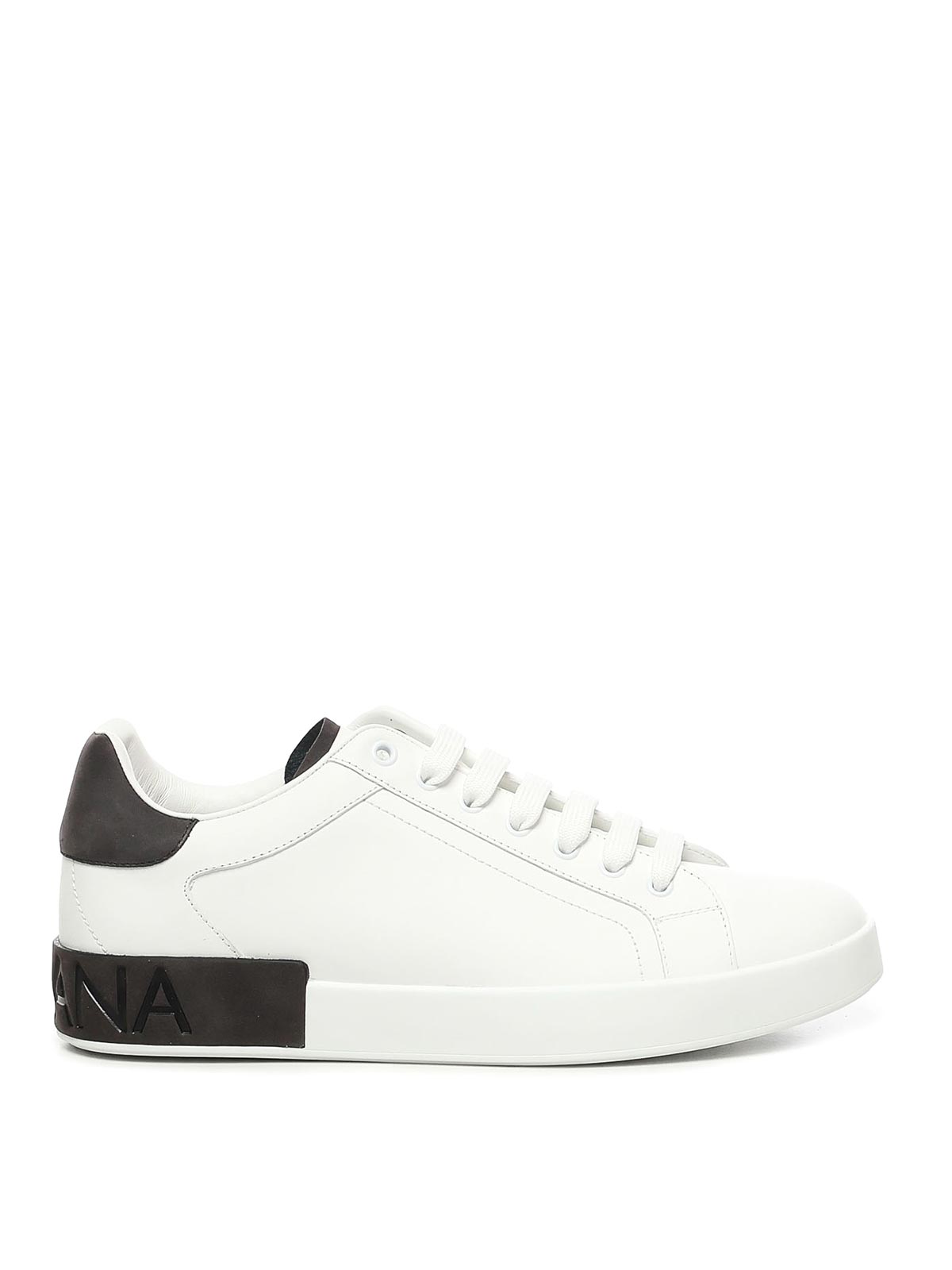 Dolce & Gabbana White Leather Portofino Sneakers In White