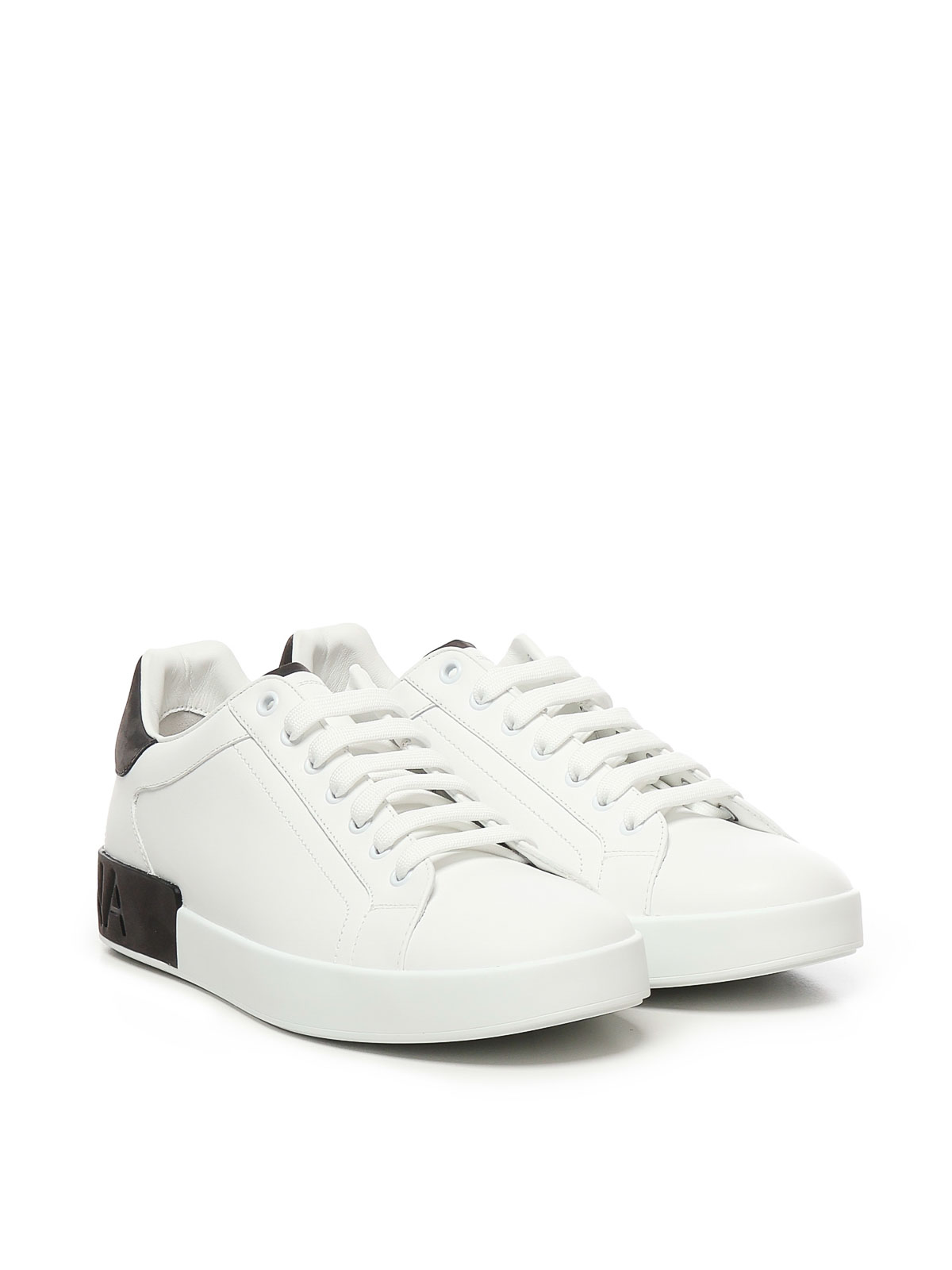 Dolce & Gabbana White Leather Portofino Sneakers In White