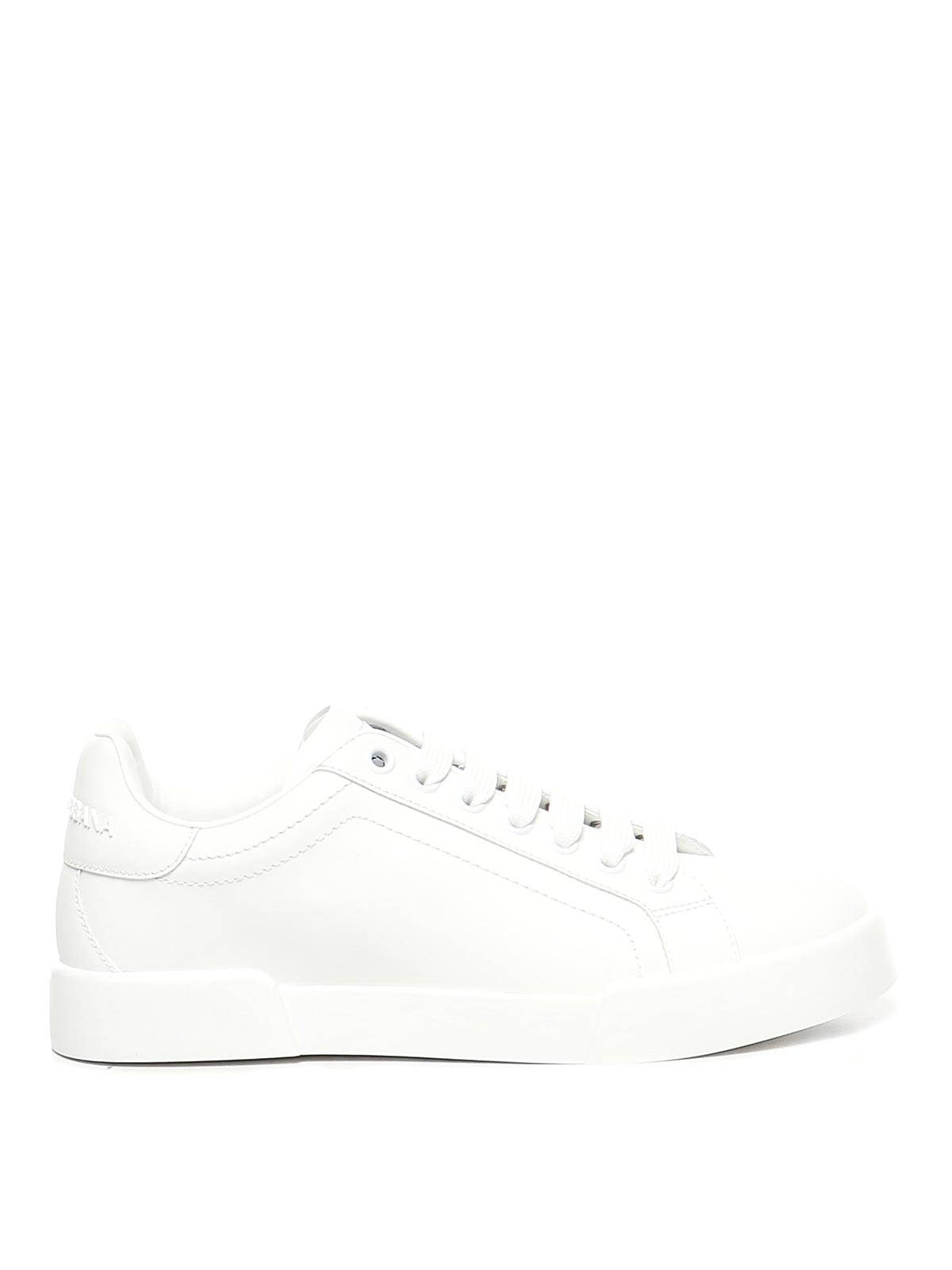 Dolce & Gabbana Portofino Leather Sneakers In White