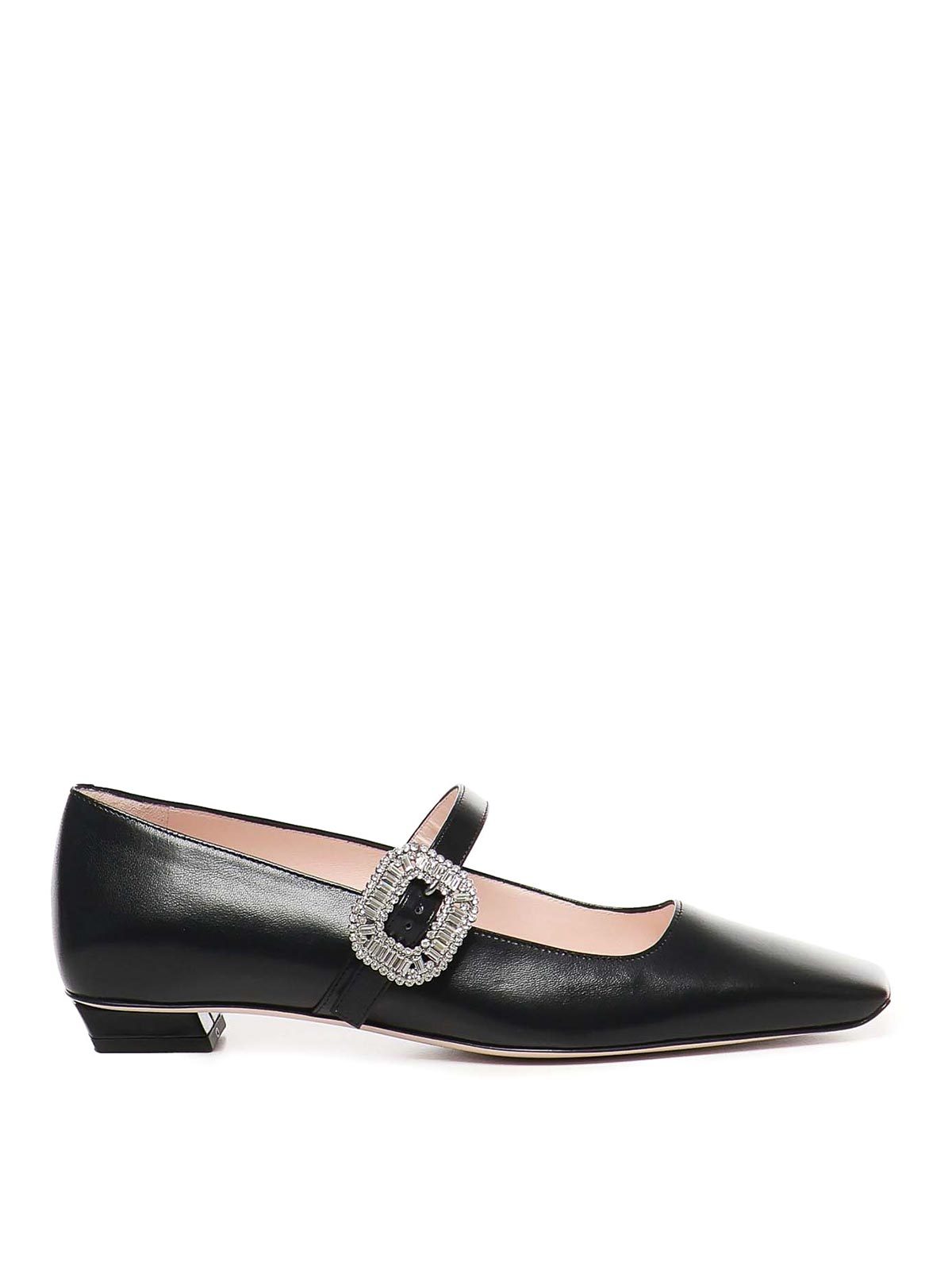 Roger Vivier Belle Vivier Leather Ballerinas In Black