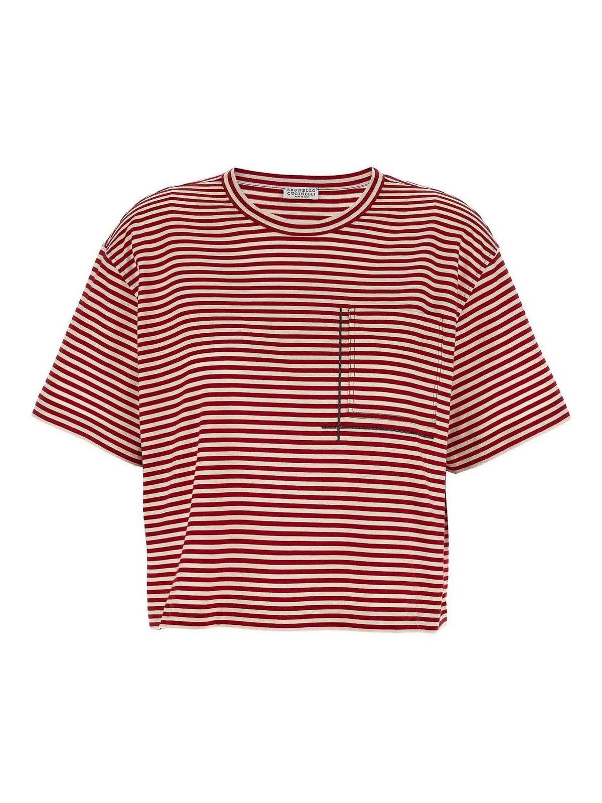 Brunello Cucinelli Shiny Pocket Detail T-Shirt | ML929HA810C7048