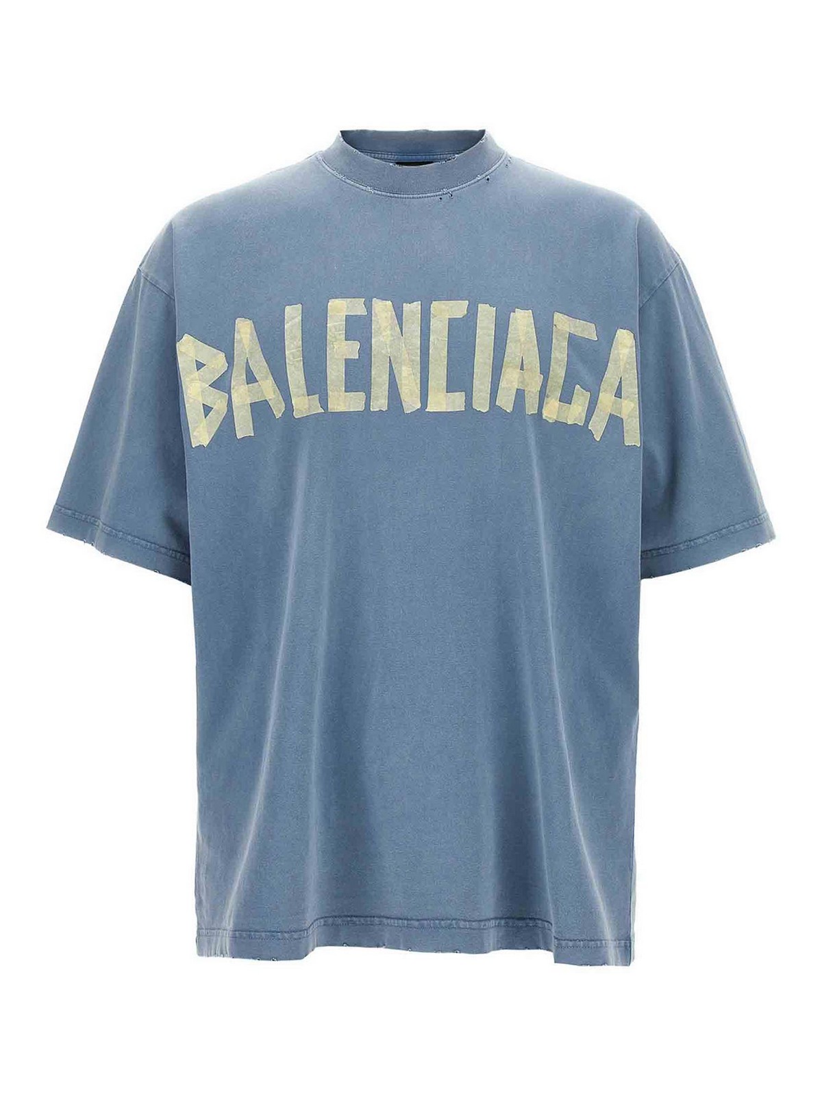 Balenciaga Tape Type T-shirt - Light Blue - Men|739784TOVA94530