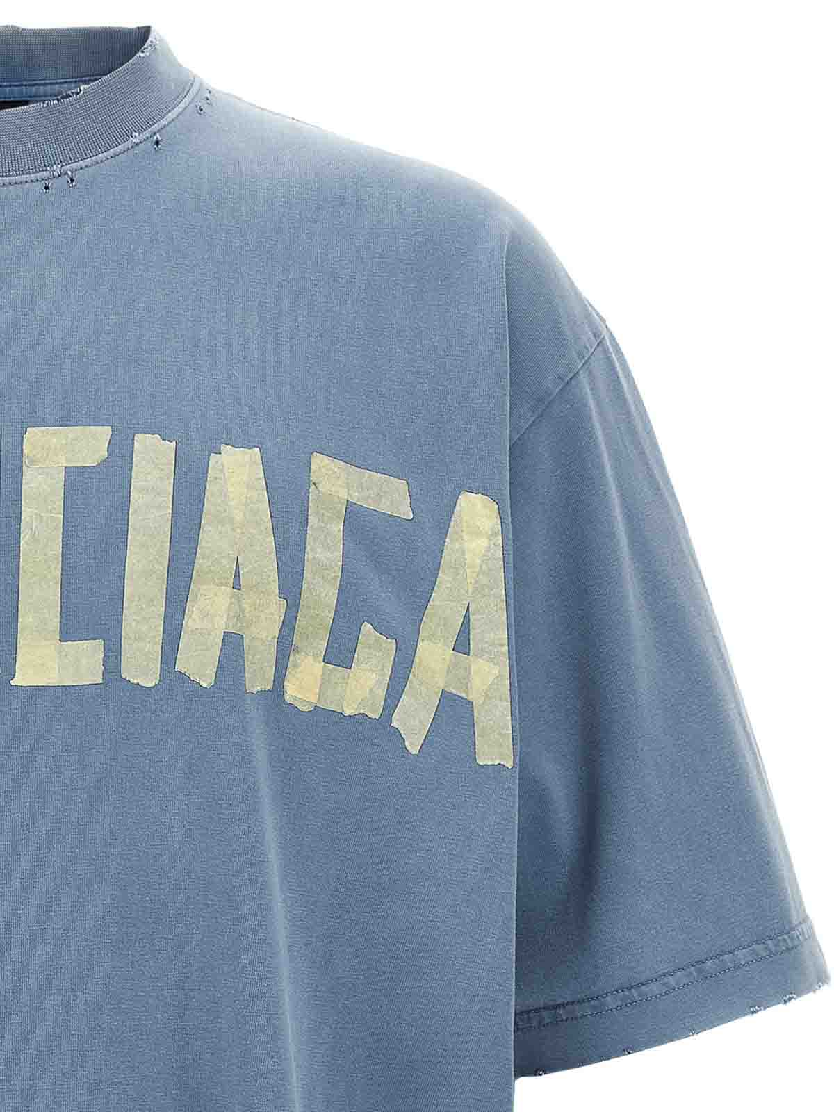 Balenciaga Tape Type T-shirt - Light Blue - Men|739784TOVA94530