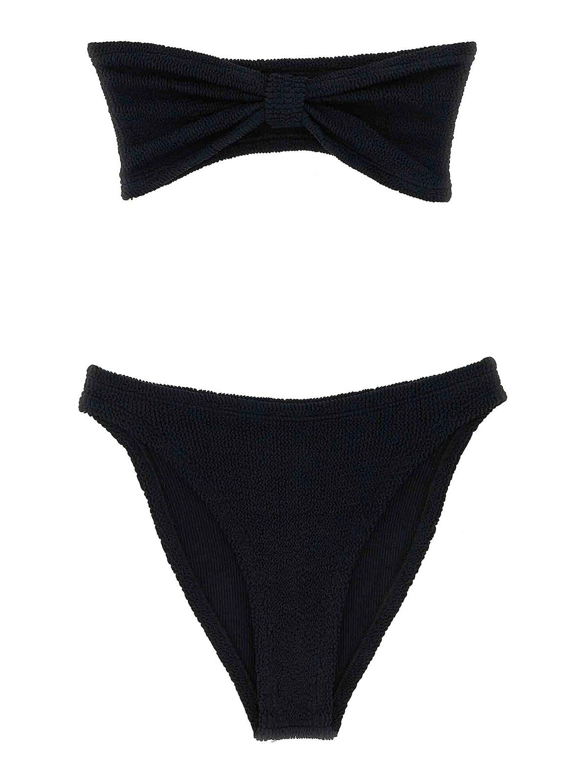 Hunza G Bandeau Bikini Set In Original Crinkle Fabric In Black