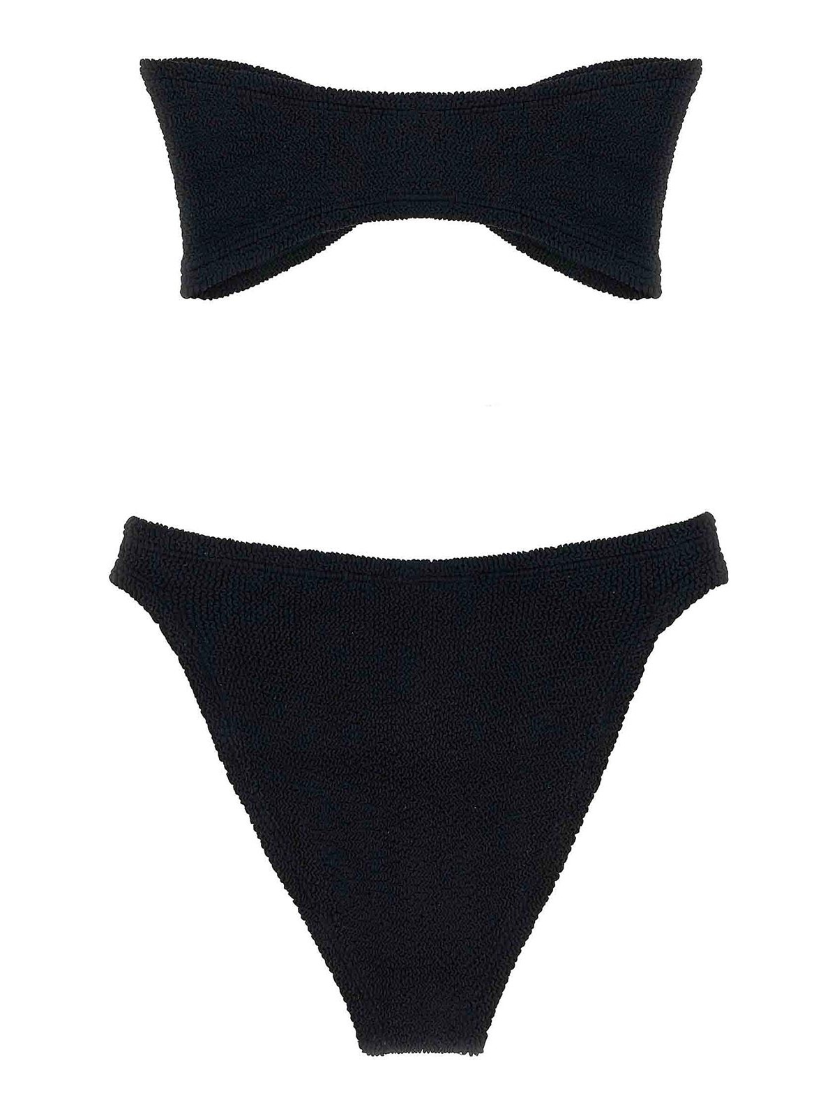 Hunza G Bandeau Bikini Set In Original Crinkle Fabric In Black