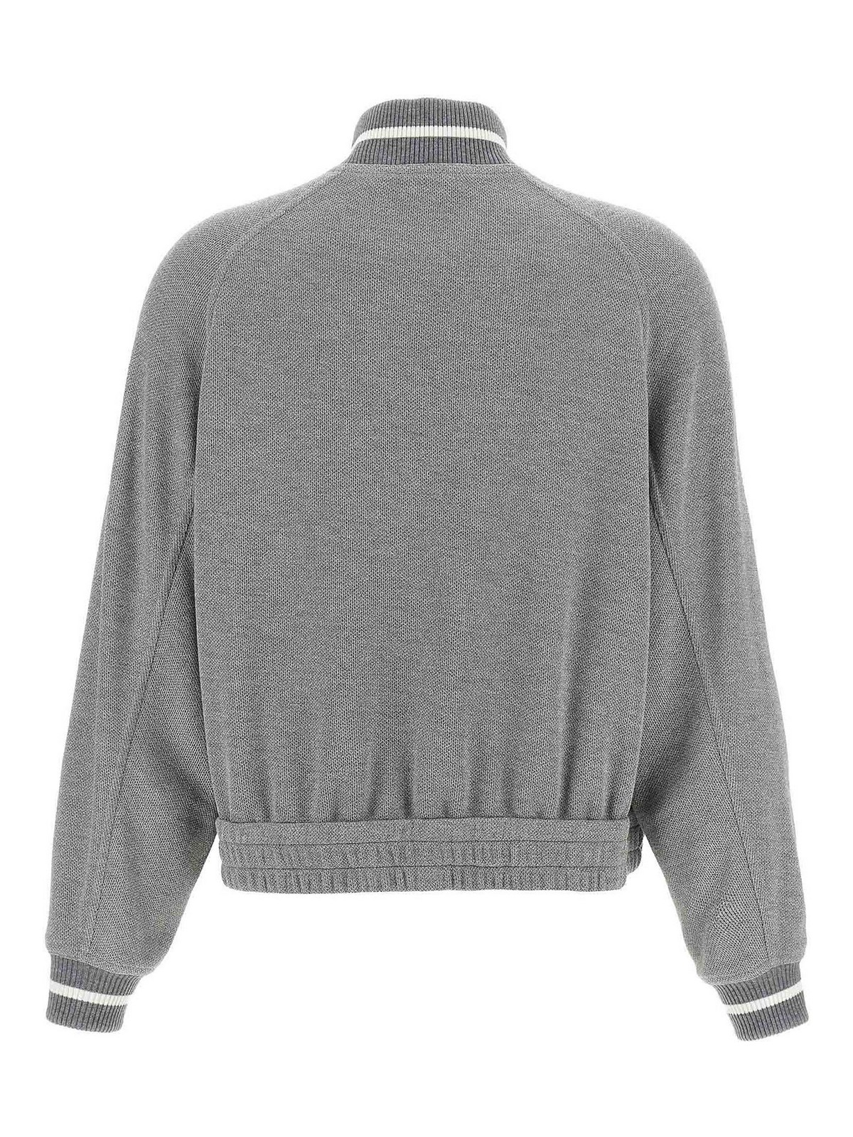 Brunello Cucinelli Logo Zipped Sweatshirt In Gray