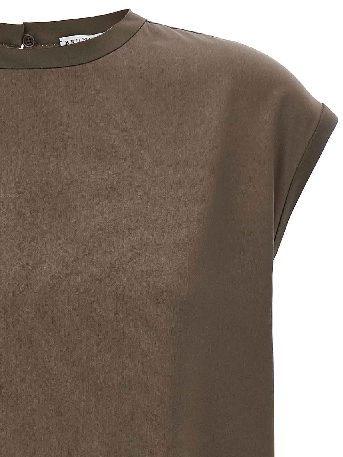 Brunello Cucinelli Monile Satin T-shirt