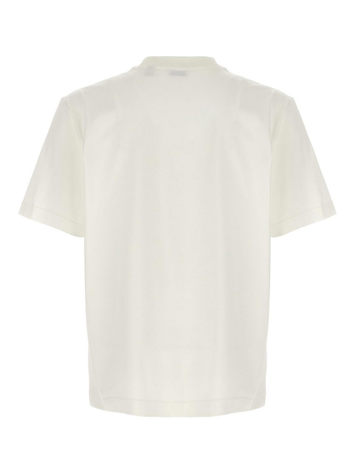 Burberry Beige Crewneck T-shirt With Maxi Logo On The Front In Cotton Man In White
