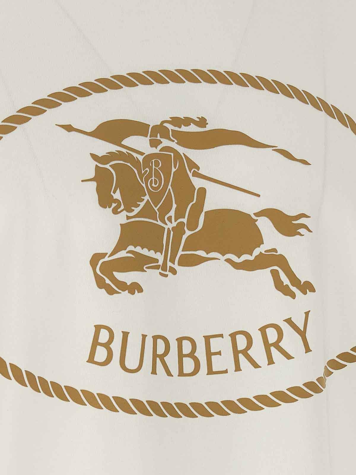 Burberry Beige Crewneck T-shirt With Maxi Logo On The Front In Cotton Man In White