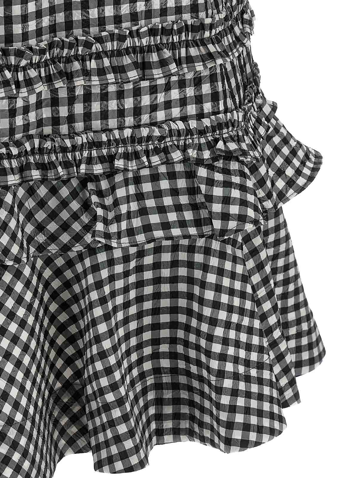 Ganni Crinkled Check Mini Dress