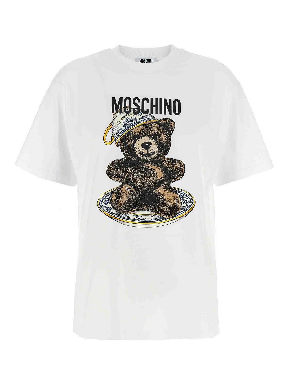 Moschino Crew Neck Graphic Print Short Sleeves Tshirt In White