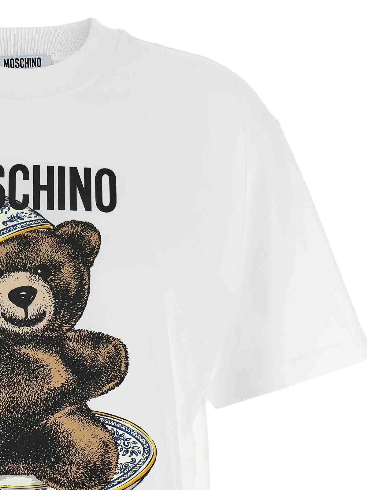 Moschino Crew Neck Graphic Print Short Sleeves Tshirt In White