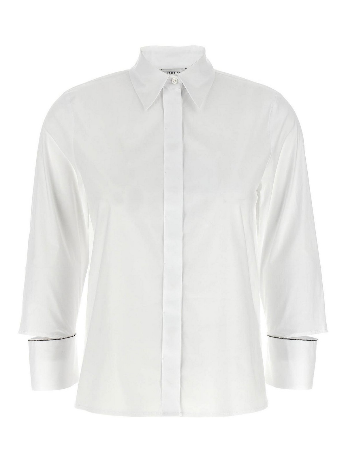 Peserico Collared Neck Shirt With Cuff Detail In White