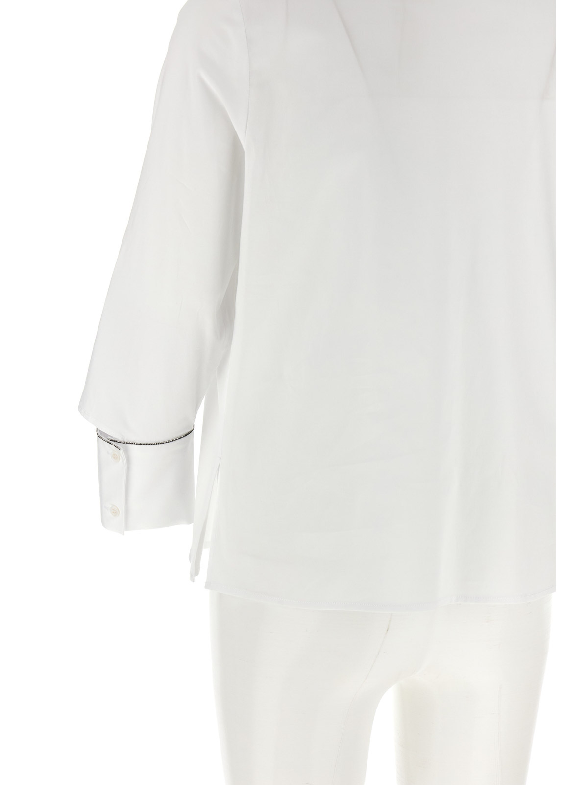 Peserico Collared Neck Shirt With Cuff Detail In White