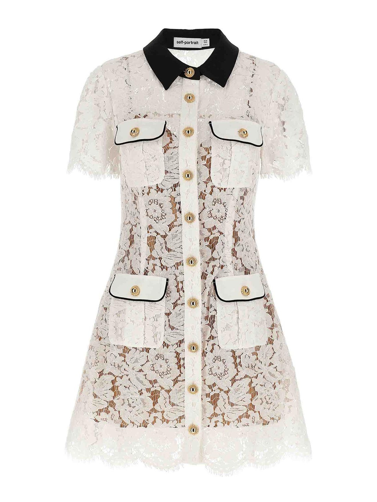 Self-portrait Floral Lace Mini Shirtdress