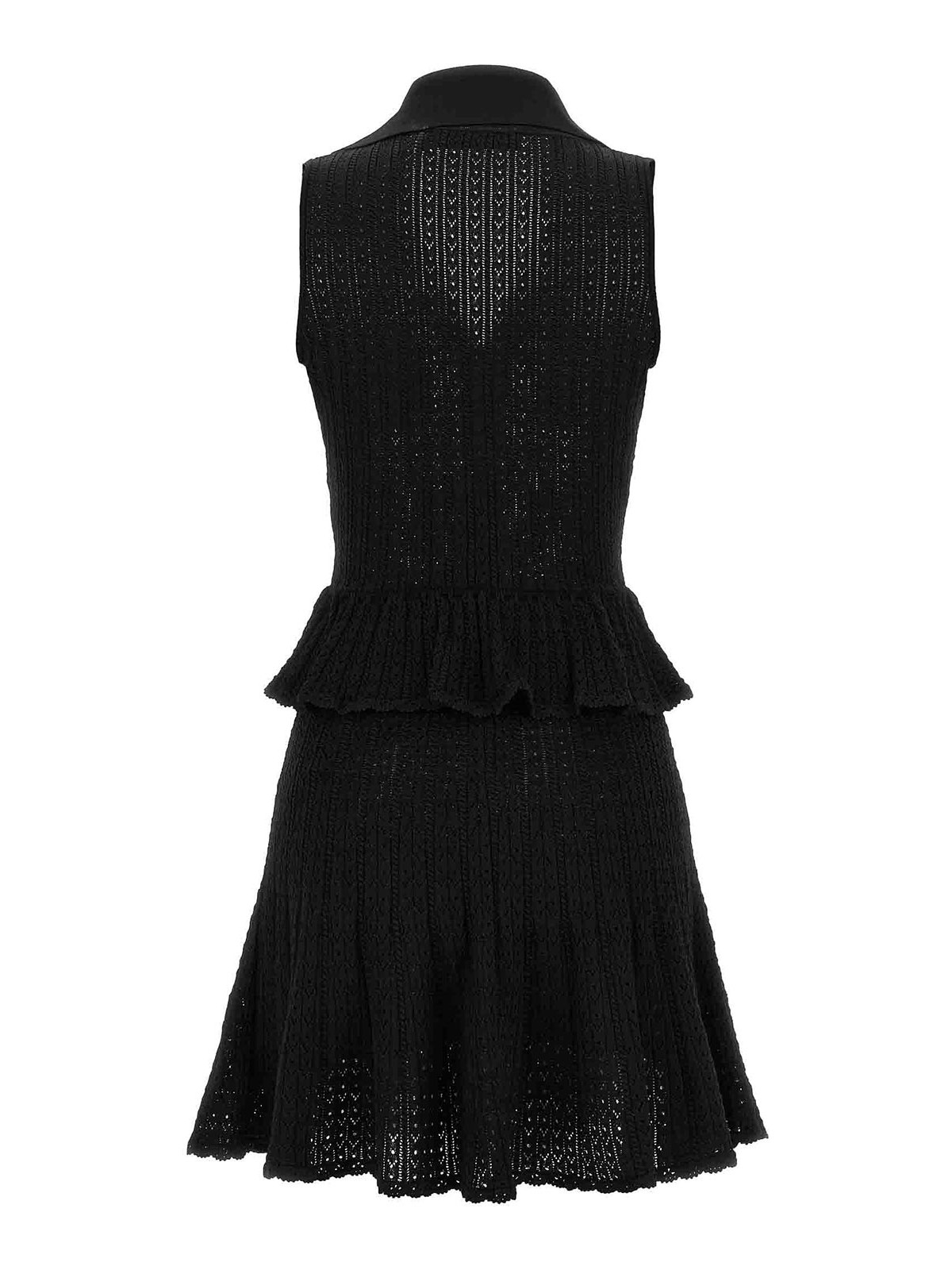 Self-portrait Black Pointelle Knit Mini Dress