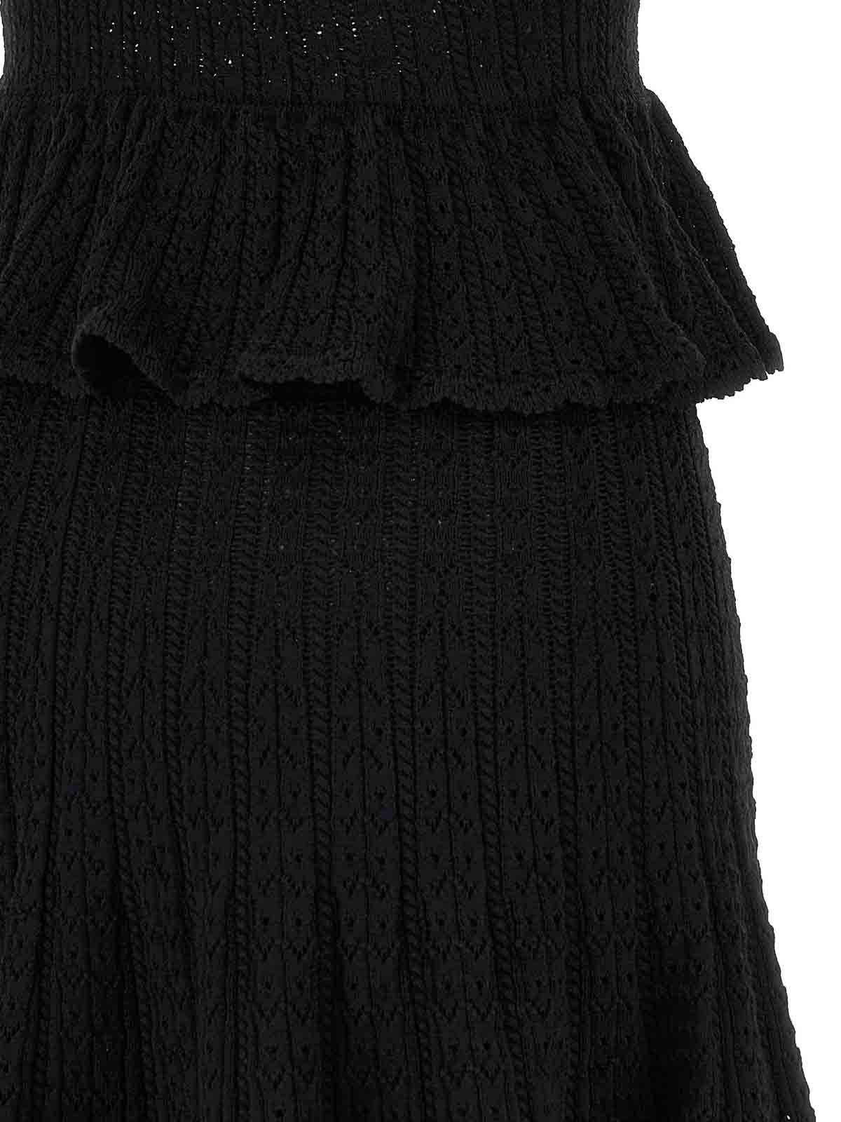 Self-portrait Black Pointelle Knit Mini Dress