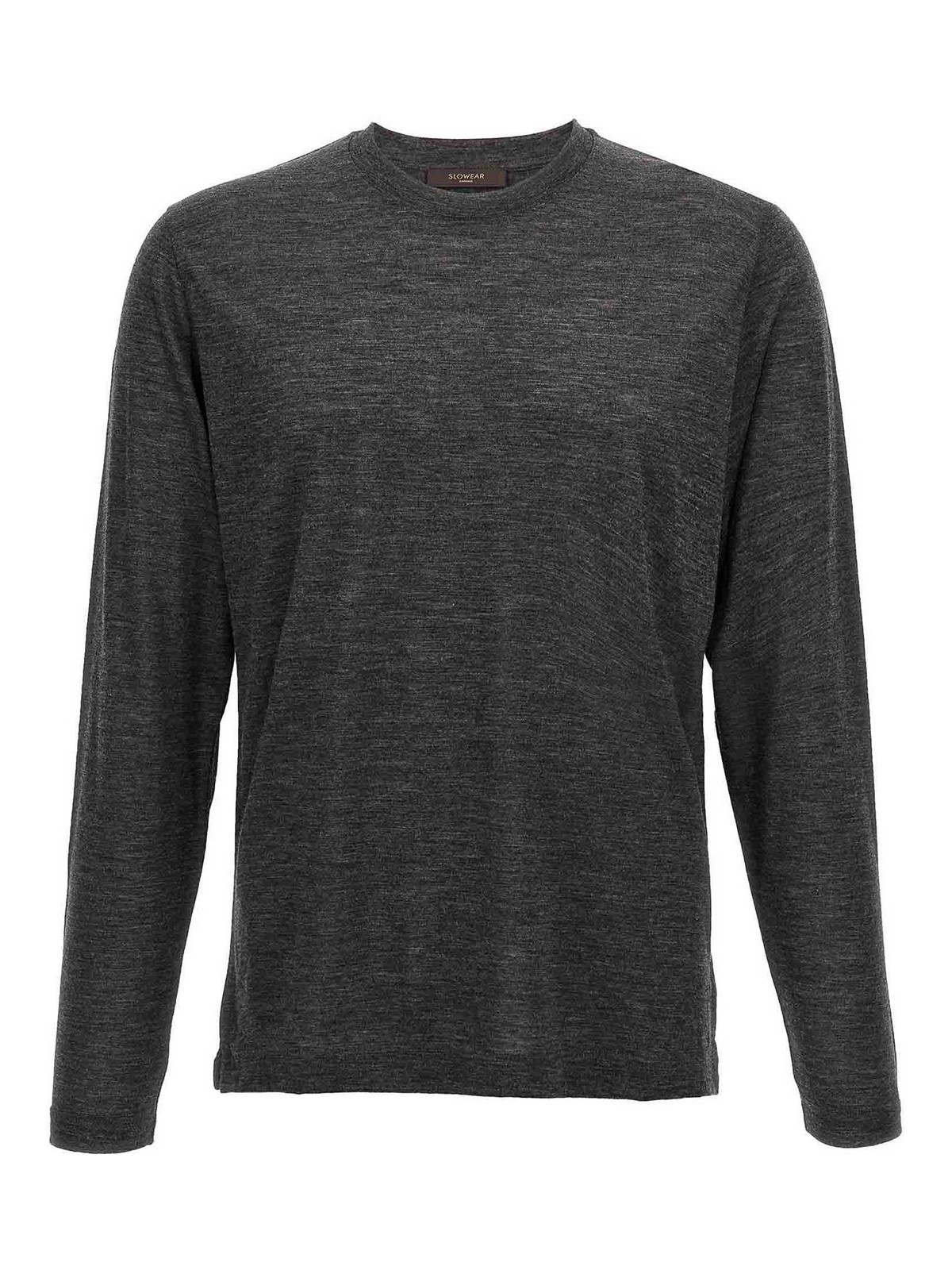 Zanone Heathered Grey Crewneck Wool Sweater With Classic Fit